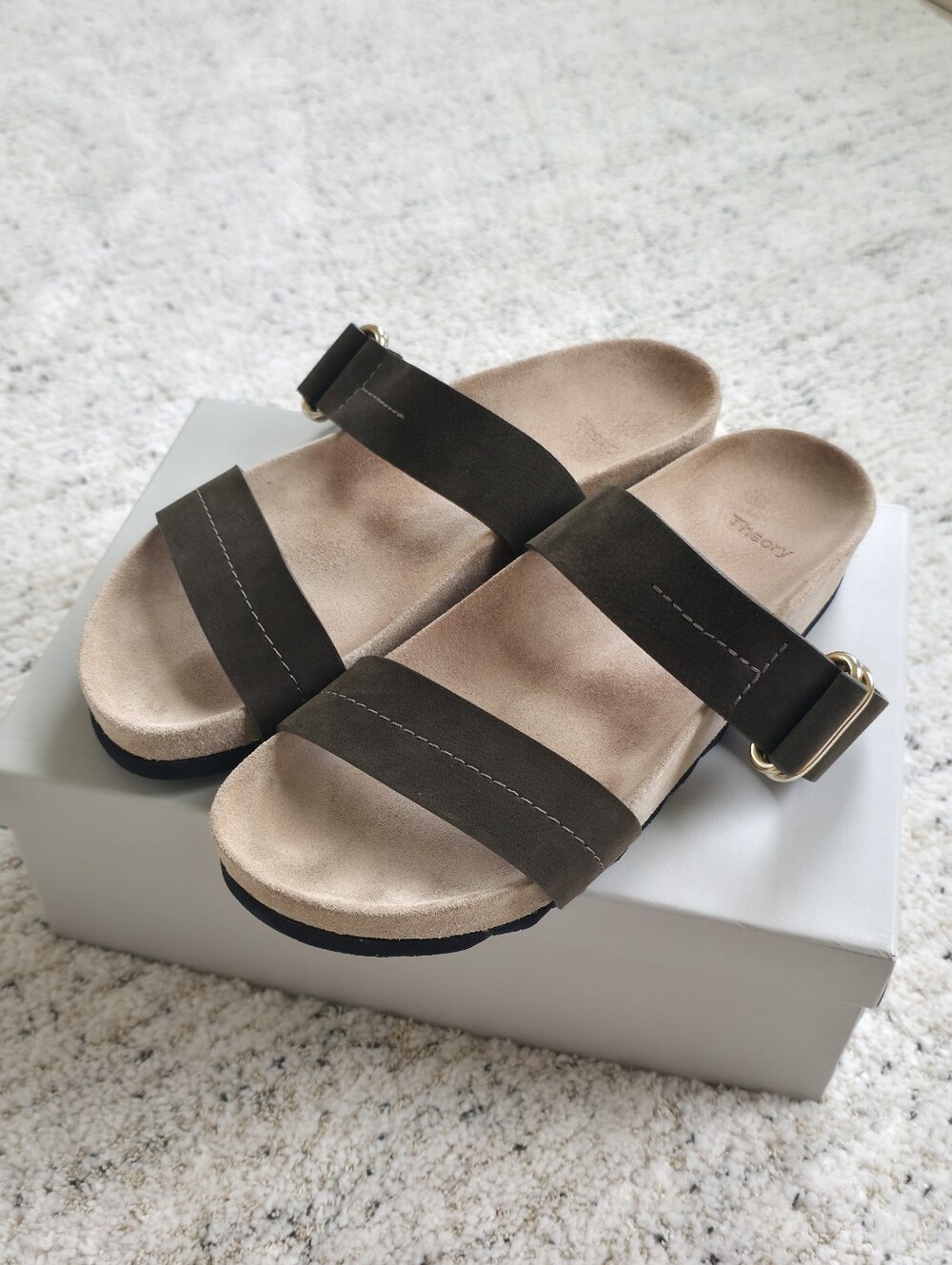 Theory Leather Sandals Made in Italy Size 38